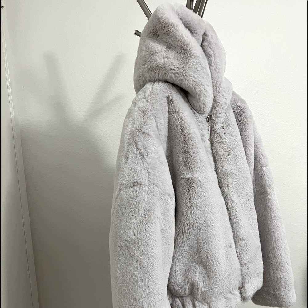 Gap faux grey fur jacket